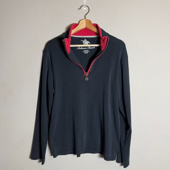 Anheuser-Busch 1/4 Zip Pullover Sweatshirt Men's Medium Black Budweiser Beer Bud - Picture 2 of 10